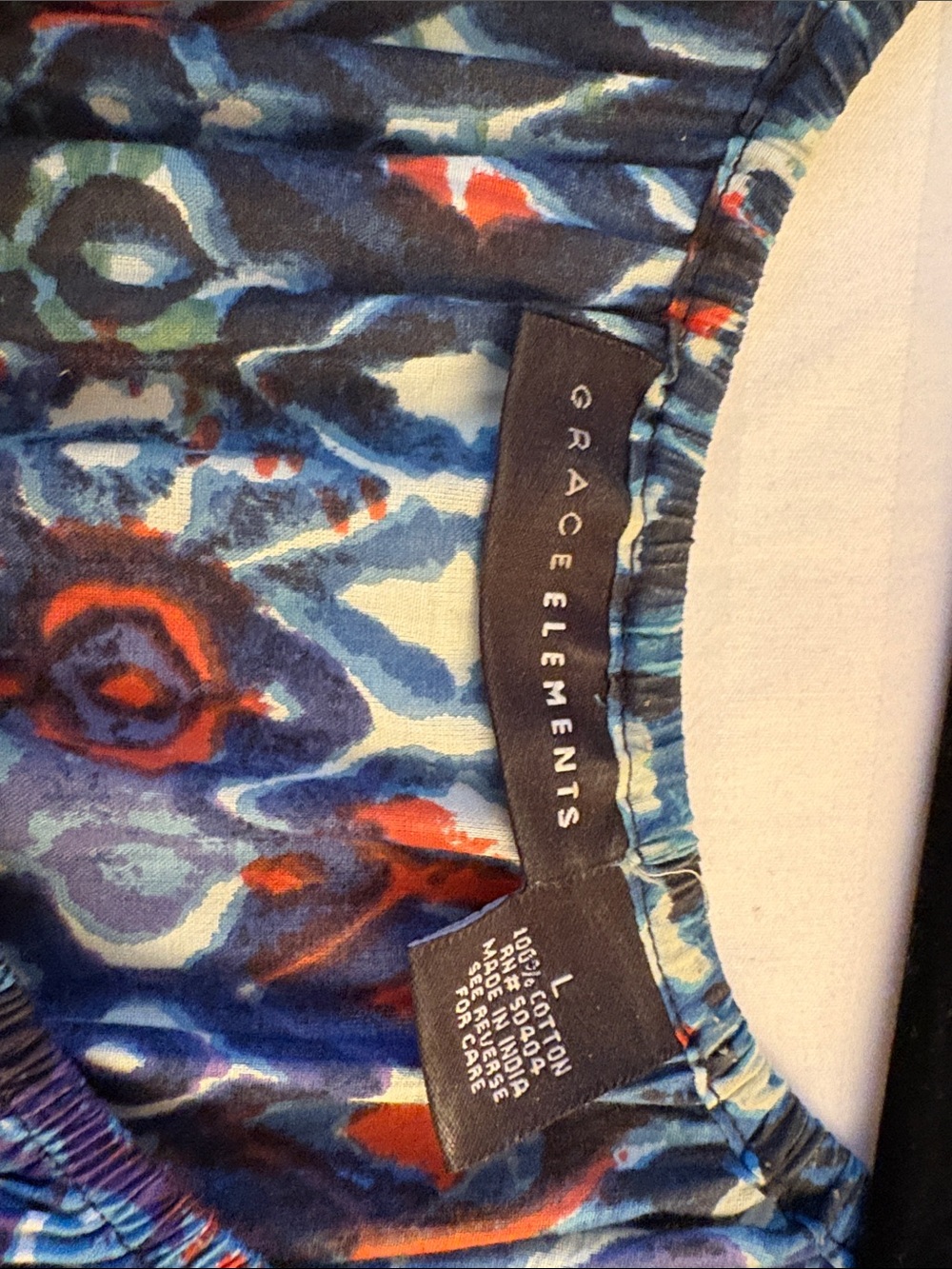 Grace Elements Blue Patterned Midi Dress with Red Accents - Picture 6 of 6